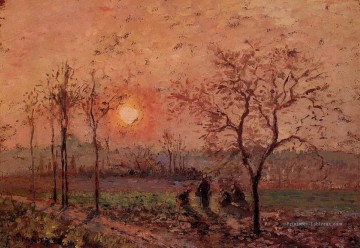 coucher de soleil 1872 Camille Pissarro paysage Peinture à l'huile